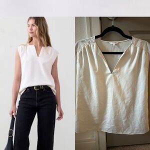 NEW (S) Banana Republic Dolman Sleeve Blouse V Neck Shirt White Snow Day